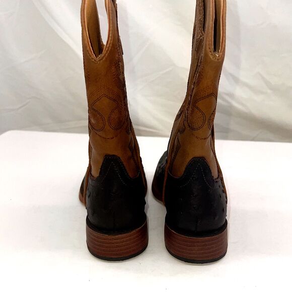 Roper Western Boots Boys Ostrich Faux Little Kids 11 Black/Tan - Picture 4 of 8